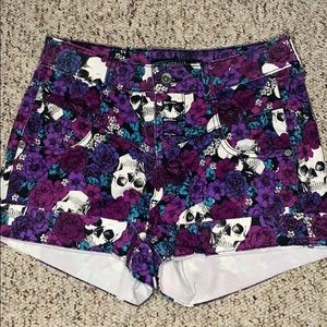 High Waisted Skull/Flower Shorts